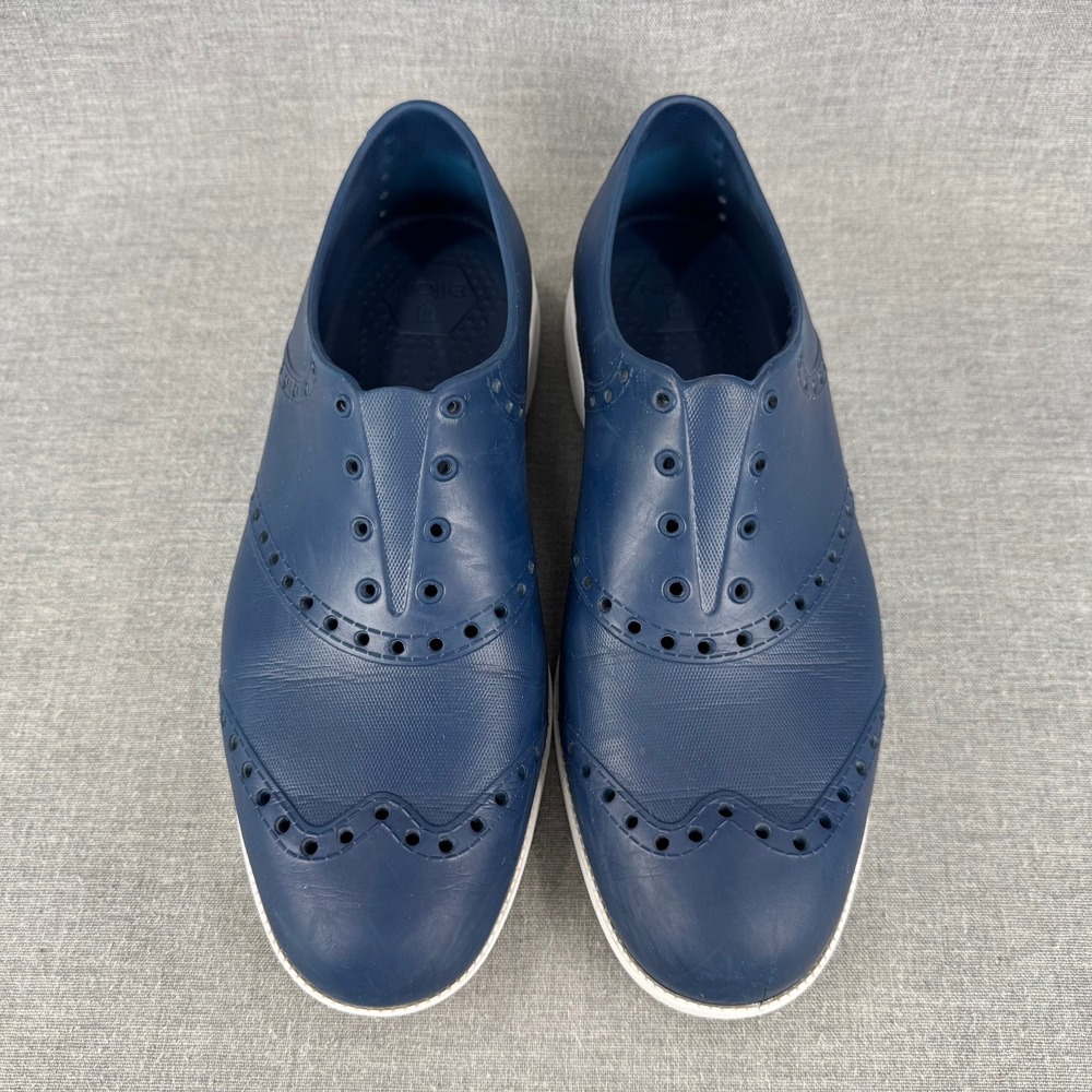 BiiON Oxford Wingtip Golf Shoes Men's Size 10 Navy Blue Spikeless Slip On - Picture 3 of 9